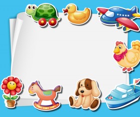 Toys with paper background vectors 05