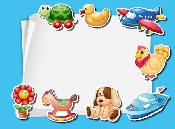 Toys with paper background vectors 05