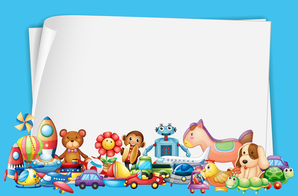 Toys with paper background vectors 07