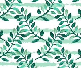 Tree branches with leaves seamless pattern vector 01