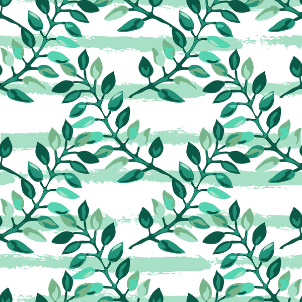 Tree branches with leaves seamless pattern vector 01