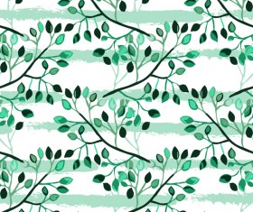 Tree branches with leaves seamless pattern vector 02
