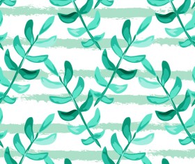 Tree branches with leaves seamless pattern vector 03