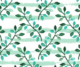 Tree branches with leaves seamless pattern vector 04