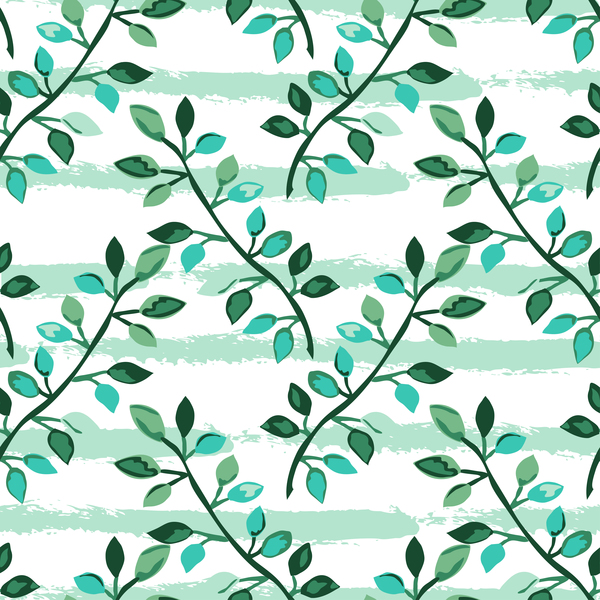 Tree branches with leaves seamless pattern vector 04