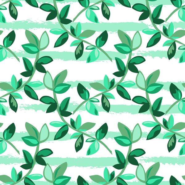 Tree branches with leaves seamless pattern vector 06