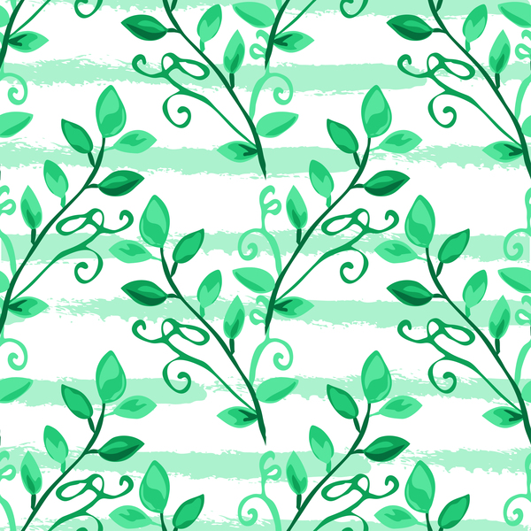 Tree branches with leaves seamless pattern vector 07