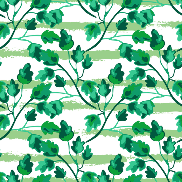 Tree branches with leaves seamless pattern vector 09