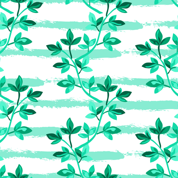 Tree branches with leaves seamless pattern vector 10