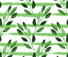 Tree branches with leaves seamless pattern vector 11