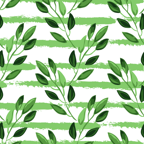 Tree branches with leaves seamless pattern vector 11