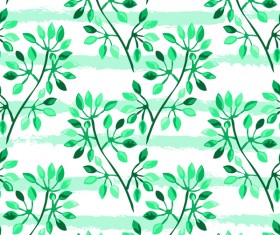Tree branches with leaves seamless pattern vector 12