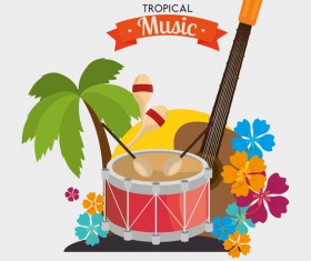Tropical music retro vector template