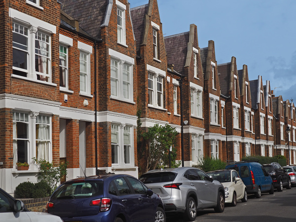 Typical British suburban street with architecture HD picture