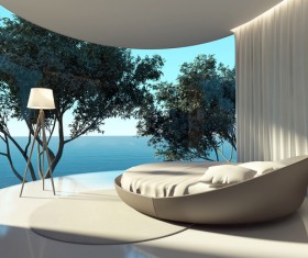 Unique bedroom with window views HD picture