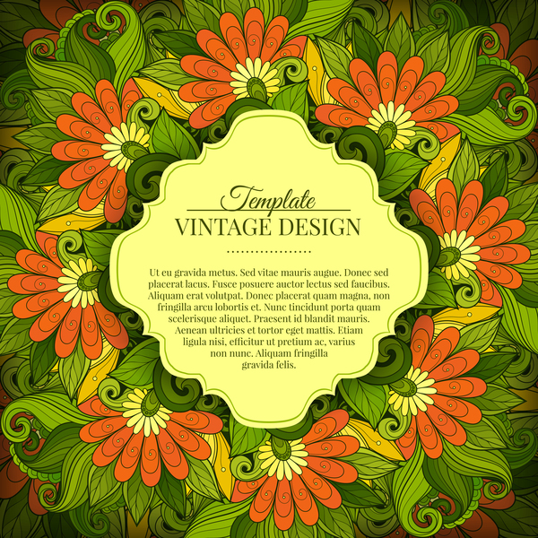 Vintage background with floral seamless pattern vectors