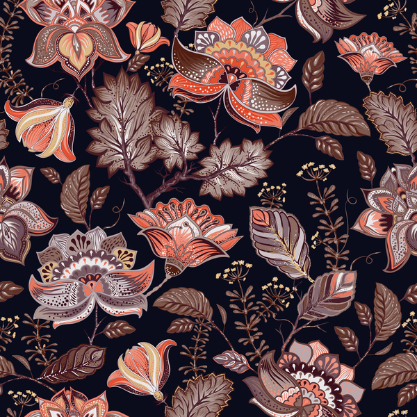 Vintage flower decorative vector seamless pattern 01