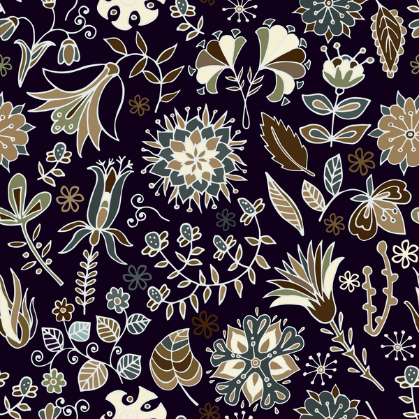 Vintage flower decorative vector seamless pattern 02