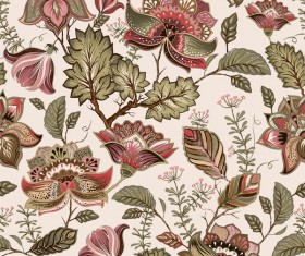 Vintage flower decorative vector seamless pattern 03