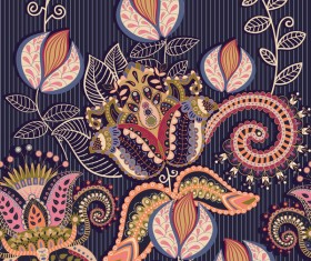 Vintage flower decorative vector seamless pattern 04