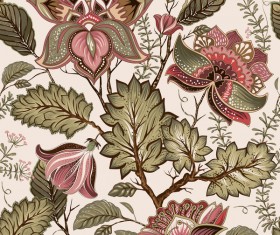 Vintage flower decorative vector seamless pattern 06