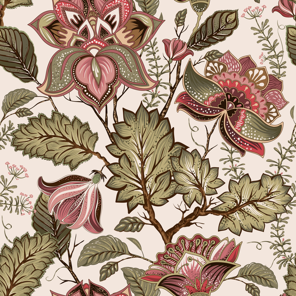Vintage flower decorative vector seamless pattern 06