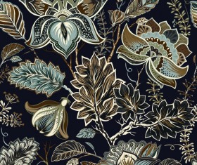 Vintage flower decorative vector seamless pattern 07