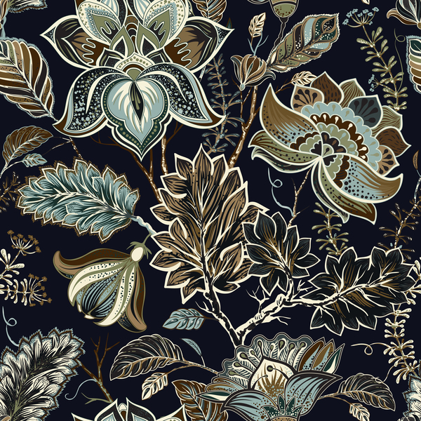 Vintage flower decorative vector seamless pattern 07