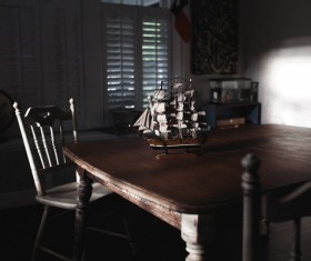 Vintage furniture and sailing Stock Photo