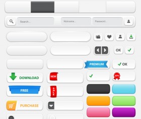 Web design elements with colored button set