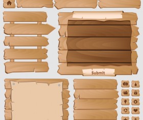 Web design elements wood styles vector 01