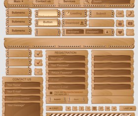 Web design elements wood styles vector 02