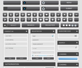 Web design elemets black styles vector 01