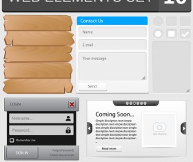 Web elements with button vector material set 04