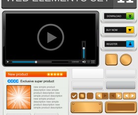 Web elements with button vector material set 05