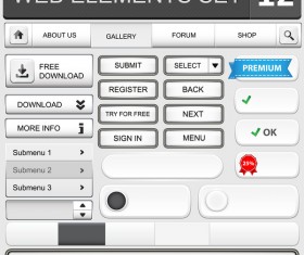 Web elements with button vector material set 06