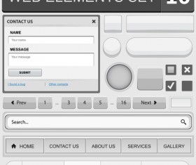Web elements with button vector material set 09