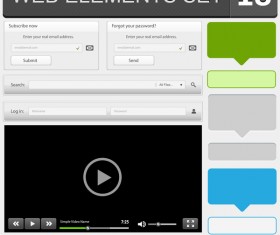 Web elements with button vector material set 11