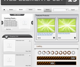 Web elements with button vector material set 12