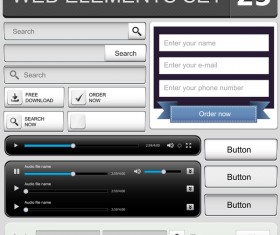 Web elements with button vector material set 16