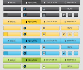 Web menu elements with button set vector