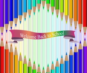 Welcome back to school backgrouns with colored pencils vector 07