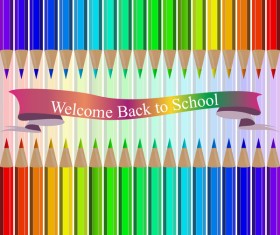 Welcome back to school backgrouns with colored pencils vector 09