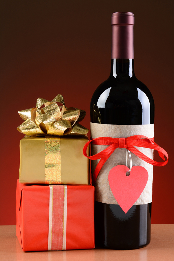 Wine Bottle and Valentines Presents