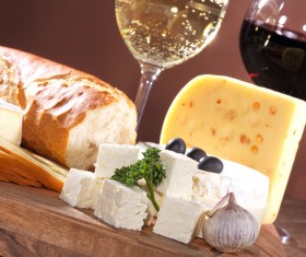 Wine with bread cheese Stock Photo