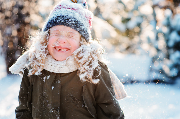Winter Children outdoors Stock Photo