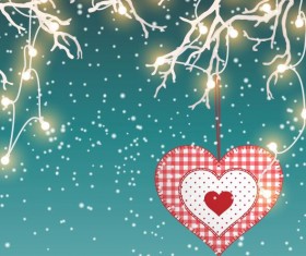Winter chrishtmas background with light bulb and heart vector