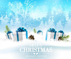 Winter christmas card with new year gift boxs vector