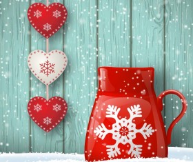 Winter christmas greeting card with wooden wall background vector
