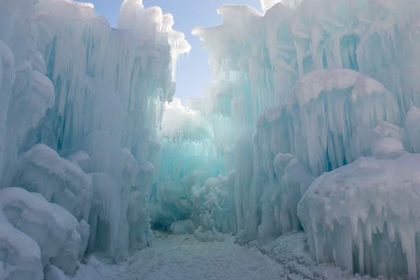 Winter ice world with icicles Stock Photo